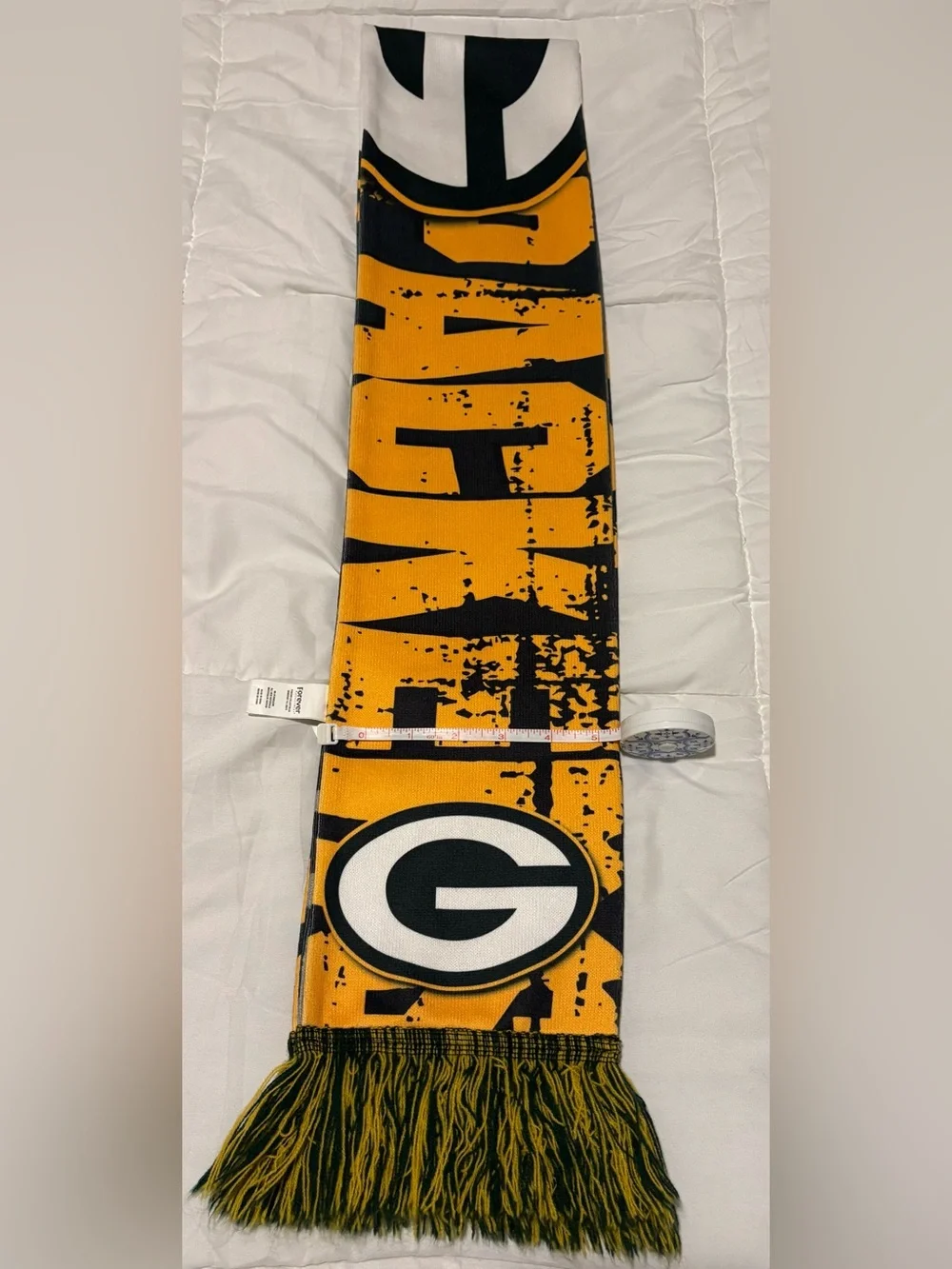 RARE Vintage Green Bay Packers FOCO Polyester Sublimated Split Scarf -Gray/Yell